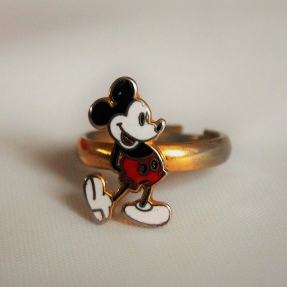 Vintage Jewelry - 1970s Rare Mickey Mouse Enamel Ring